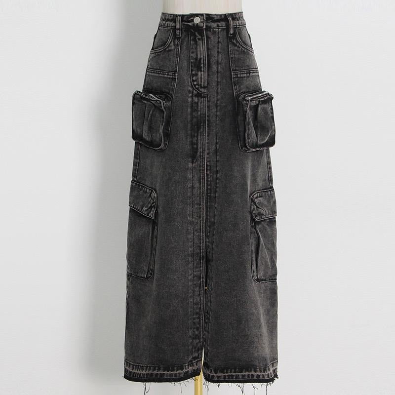 Denim Cargo Skirt