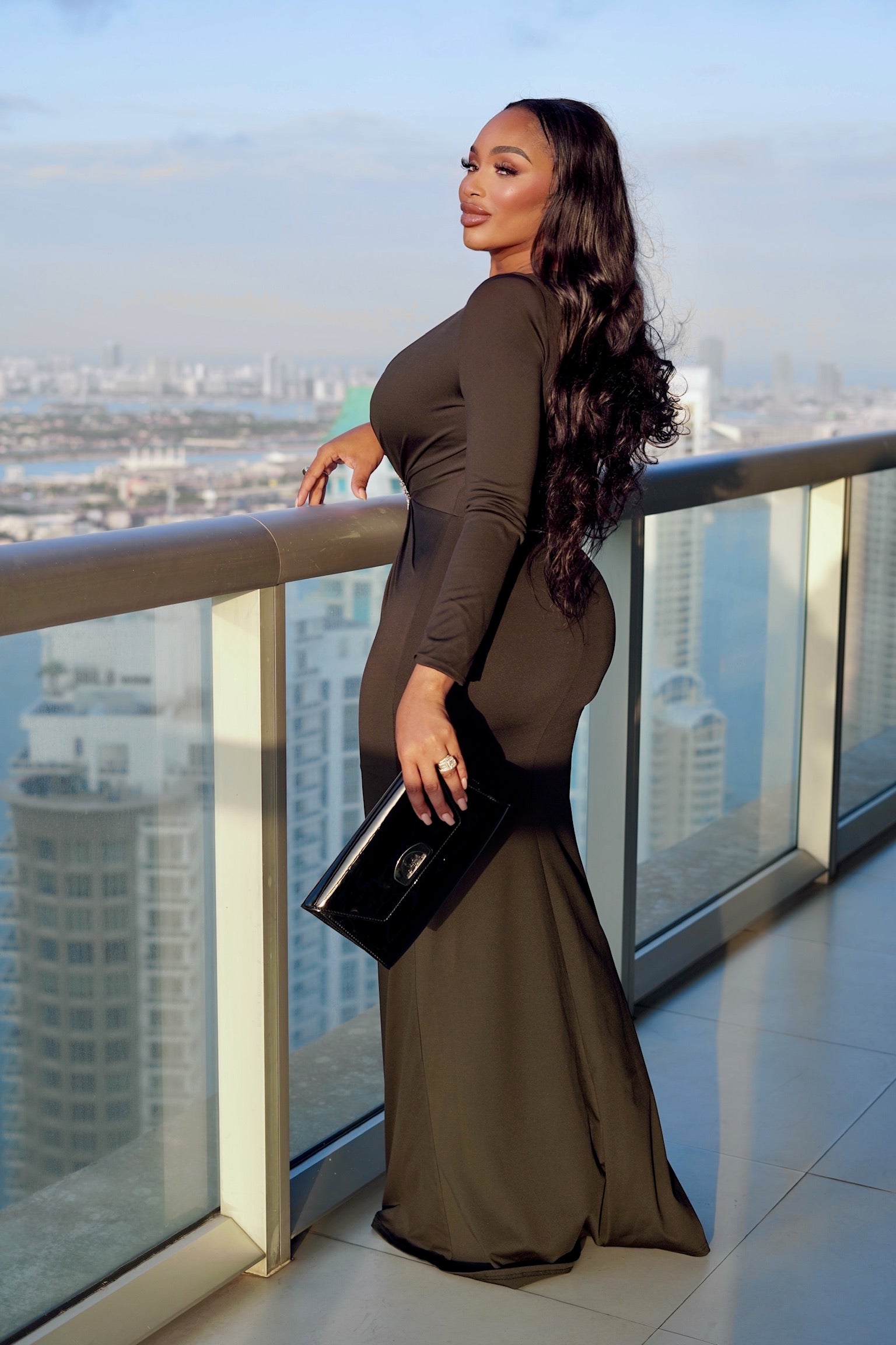 Mona V-Neck Crystal Maxi Dress