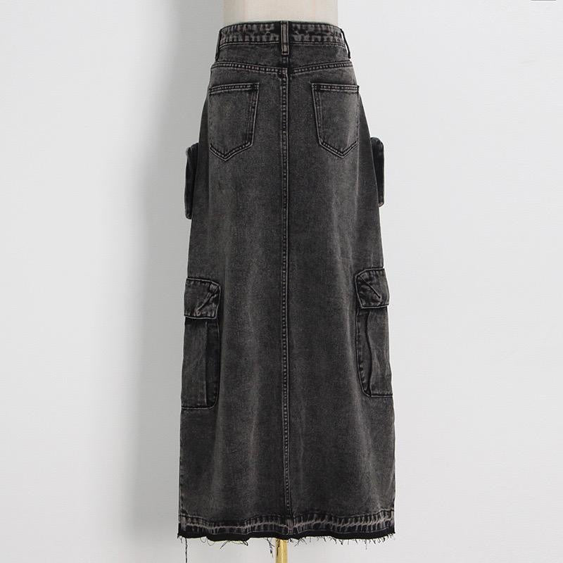 Denim Cargo Skirt