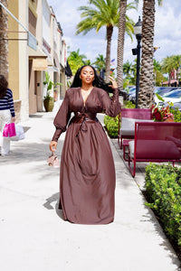 Porsha V-Neck Belted Maxi Dress