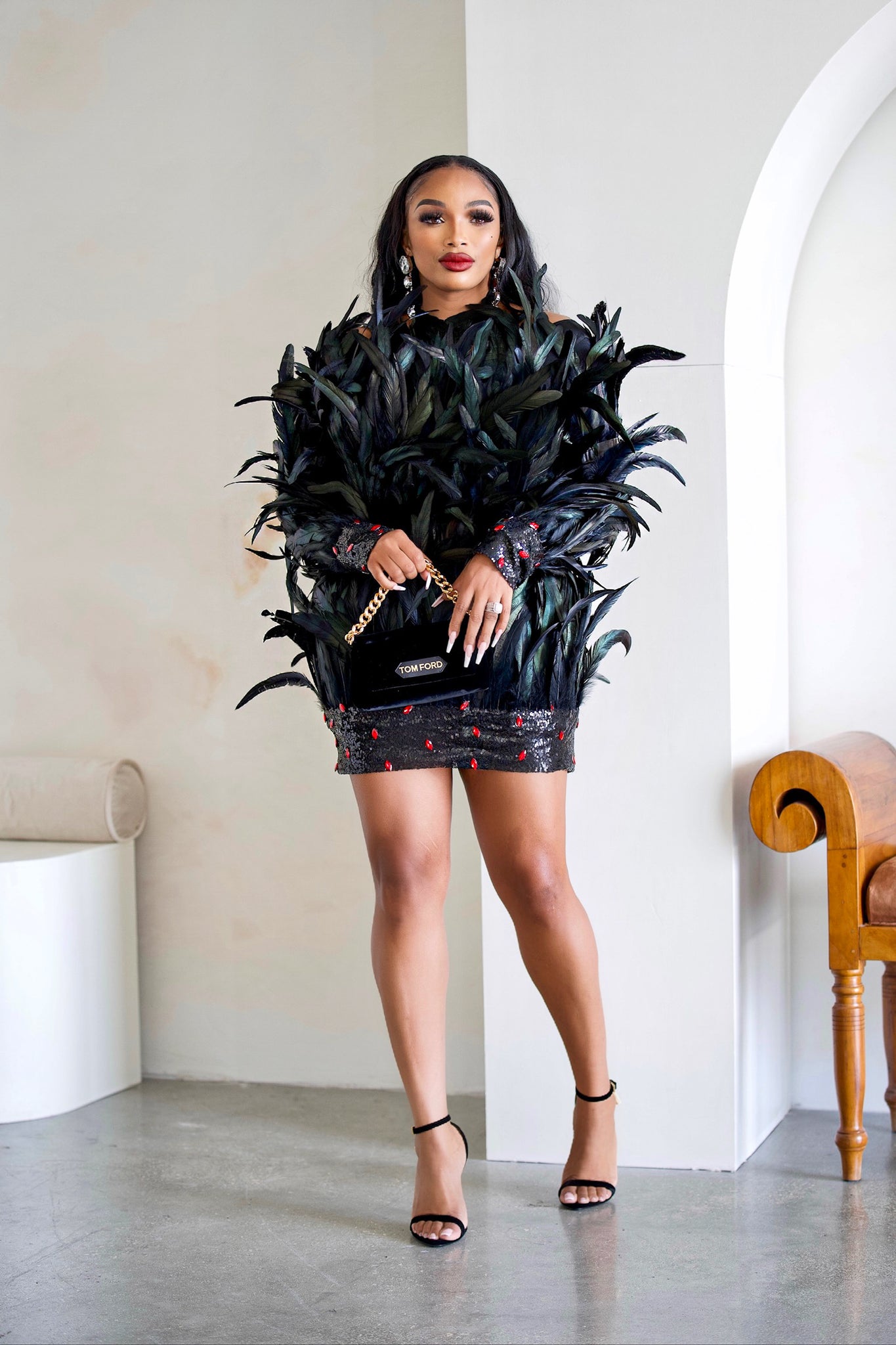 Sash Feather Dress