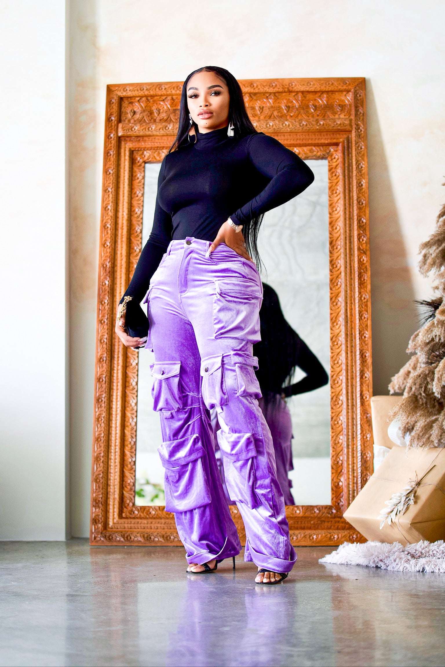 Velvet Touch Cargo Pants (Purple)
