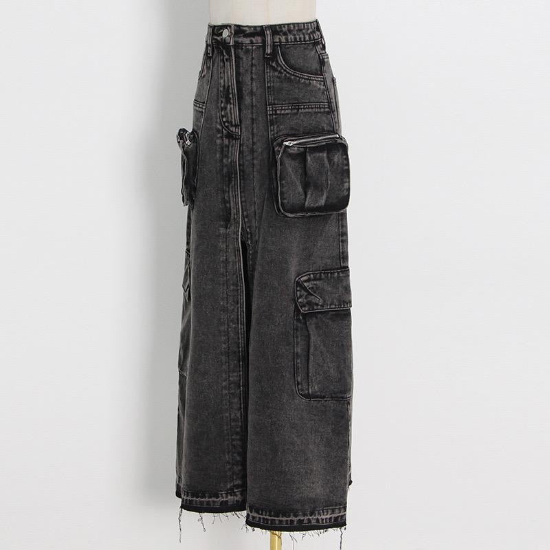 Denim Cargo Skirt