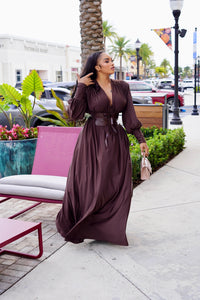 Porsha V-Neck Belted Maxi Dress