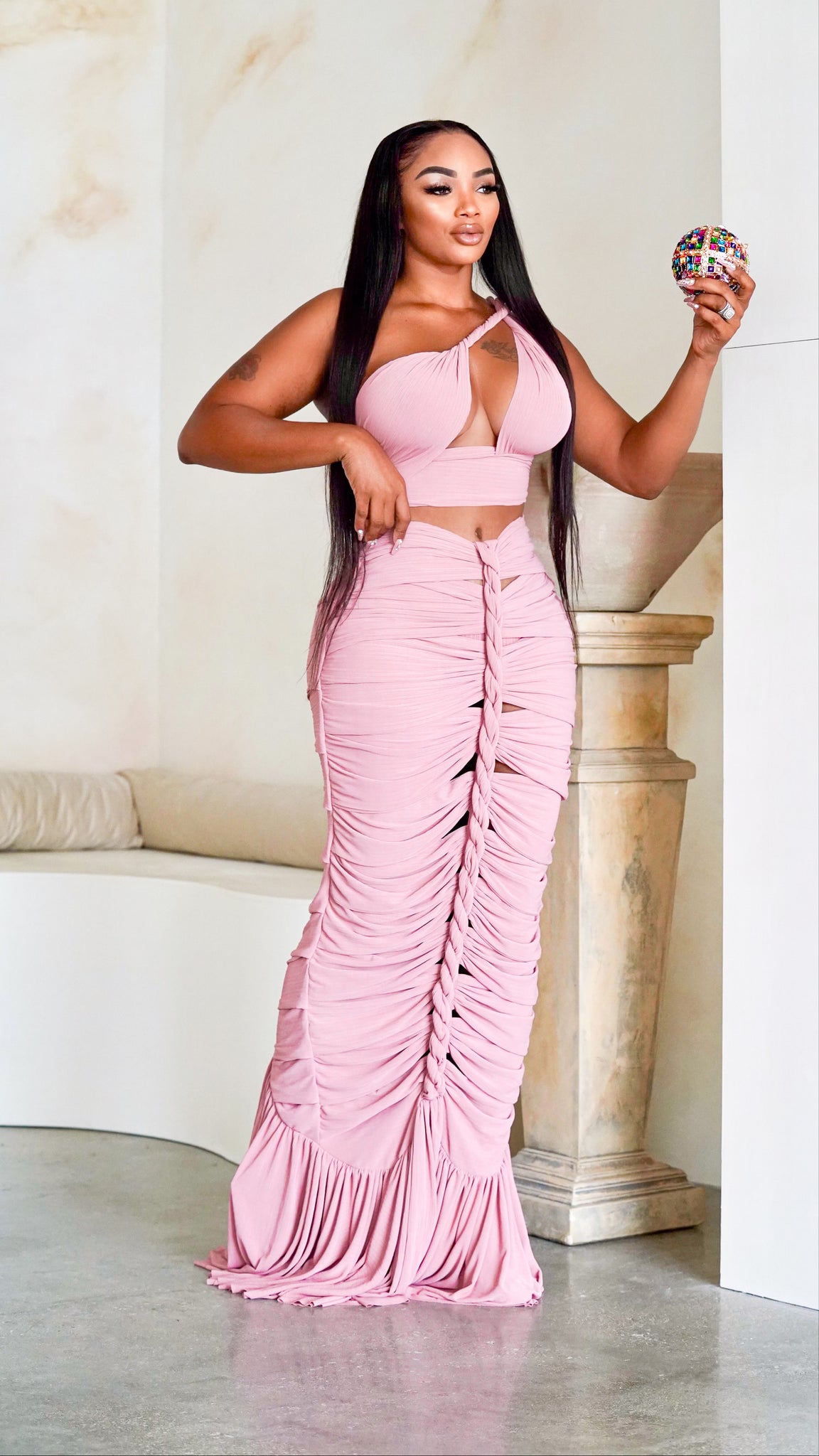 Rags Skirt Set (Pink)