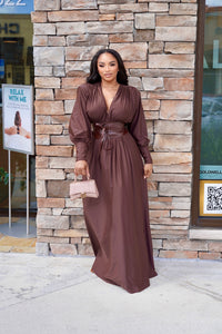 Porsha V-Neck Belted Maxi Dress