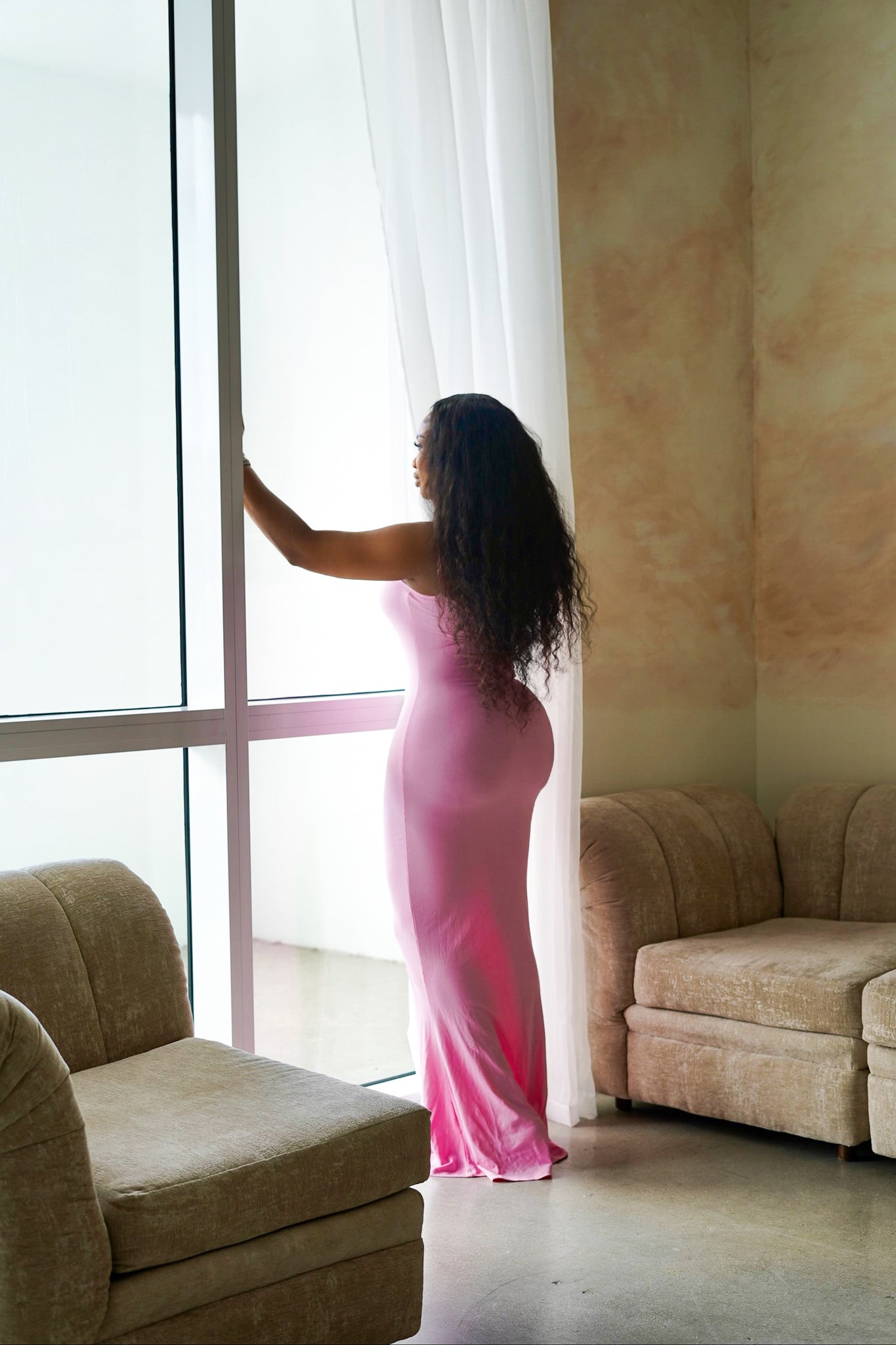 Baesic Long Slip Dress (Pink)