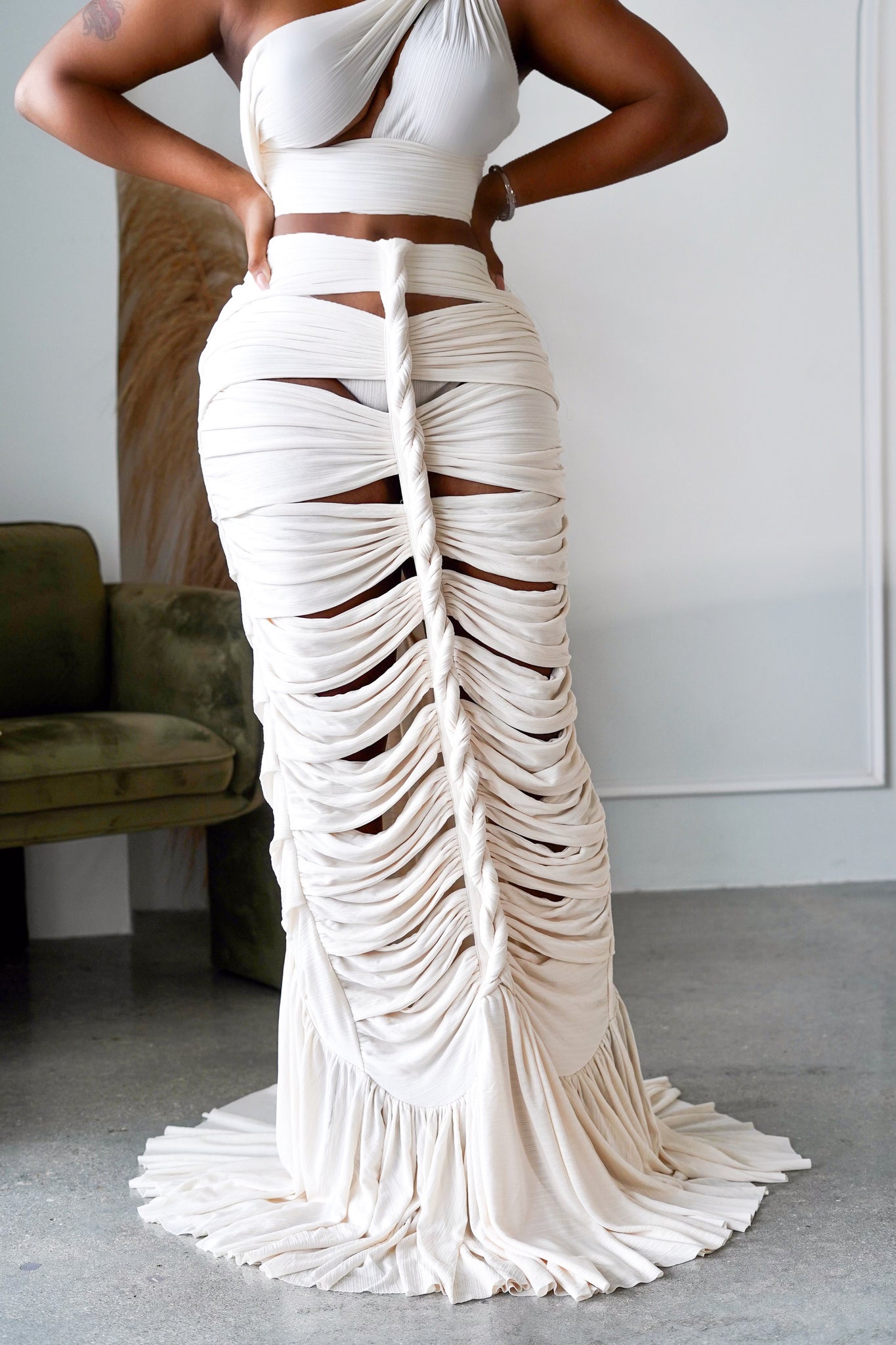 Rags Skirt Set (White)